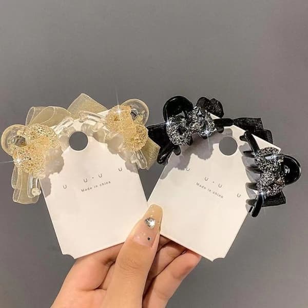 Rhinestone Butterfly Claw Clips Hårklør SORT Black