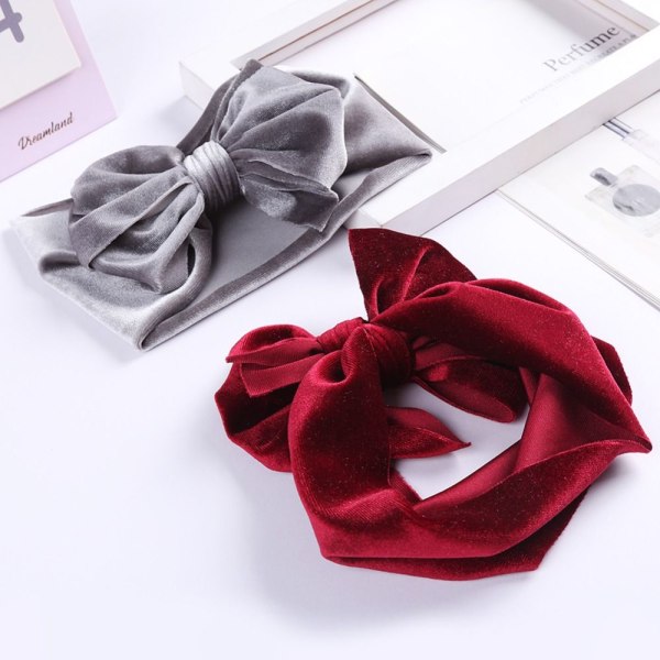 Velvet Baby Bow pannebånd Nyfødt vinterhårbånd RØDT Red