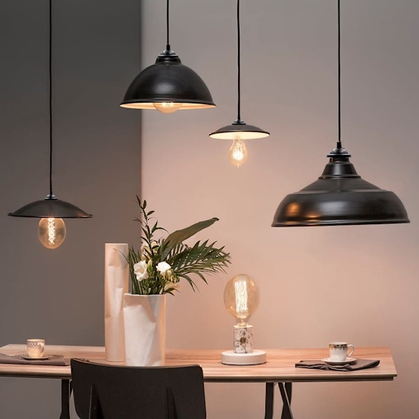 2st E27 Lamphållare Mini Pendelljussats Svart