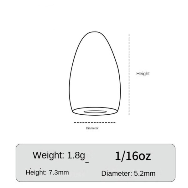 1/2/3/4/5 stk Fiske Tungsten fallsynke 1,8G-5STK 1,8G-5STK 1.8g-5pcs