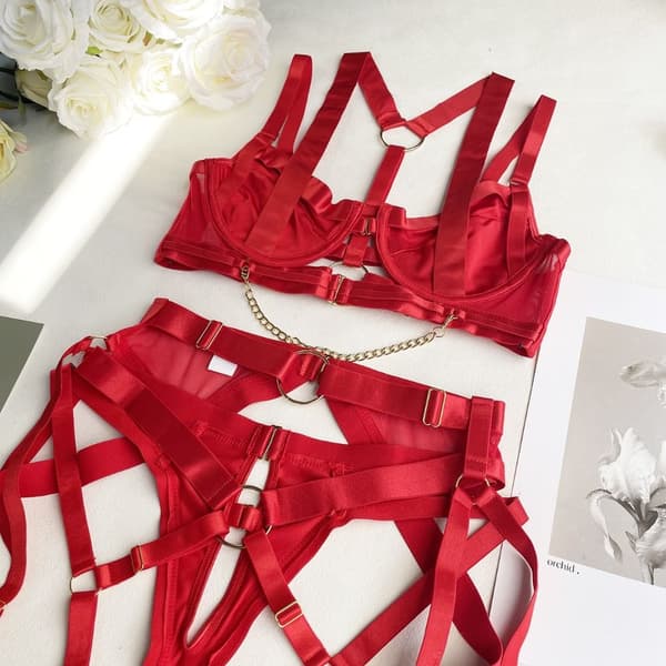 Lingerisæt Strappy Lingeri SORT S Black S