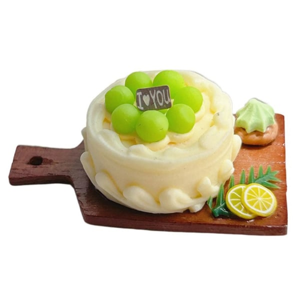 Miniature frugtkage med bakke Dukkehus Køkkenlegetøj 4 4 4