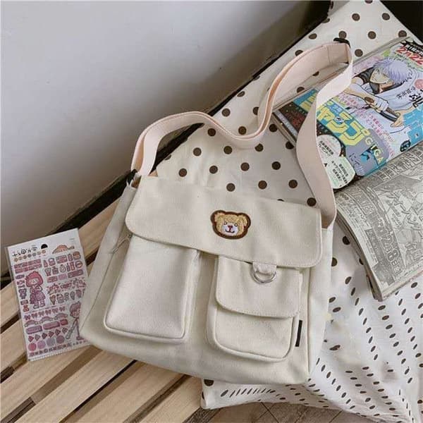 Shopper Totes Tasker Lærred Messenger Taske SORT Black