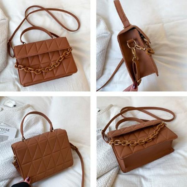 Rutig Axelväska Crossbody Väskor KAFFE coffee