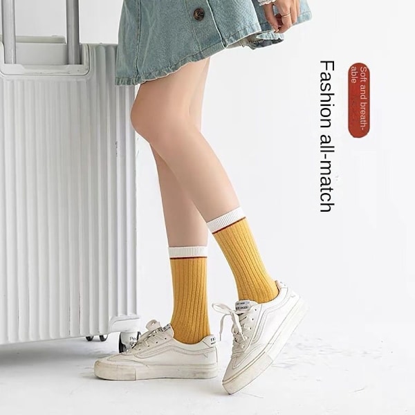 5paria Harajuku Retro Sukat Striped Women Sukat KELTAINEN YELLOW
