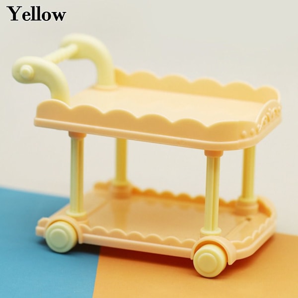 Dukkehus Miniatyrmøbler 2-lags vognvogn GUL Yellow