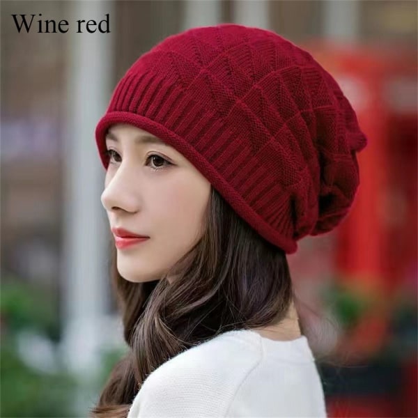 Strikket Hue Beanie Hatte VINRØD wine red