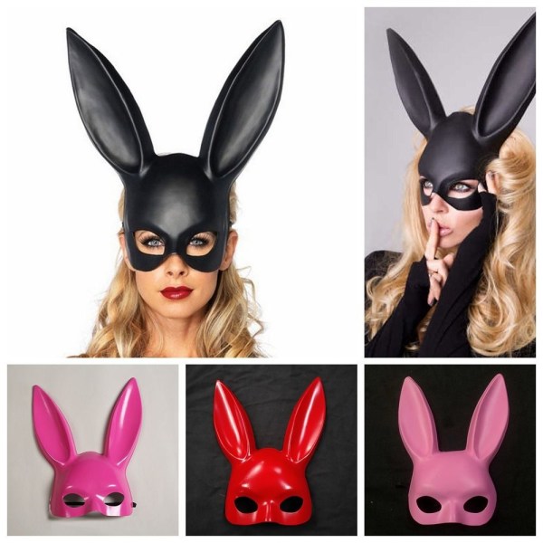 Bunny Mask Face Lång SVART black