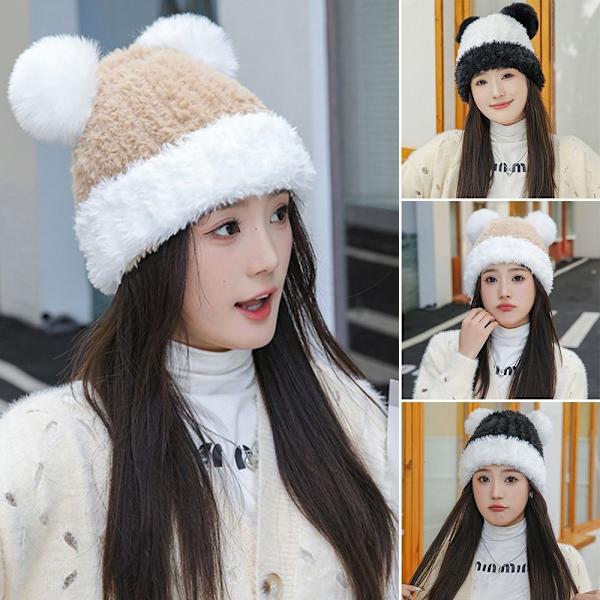 Faux Fur Beanies Hattu Neulottu Cap VALKOINEN white