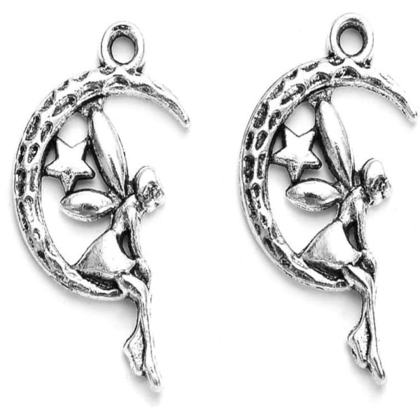 100 stk antikk sølv Fairy on Moon Charms Angel Charms Charms