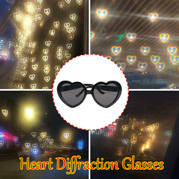 Hjärtformade specialeffektglas Hjärtdiffraktionsglasögon Red