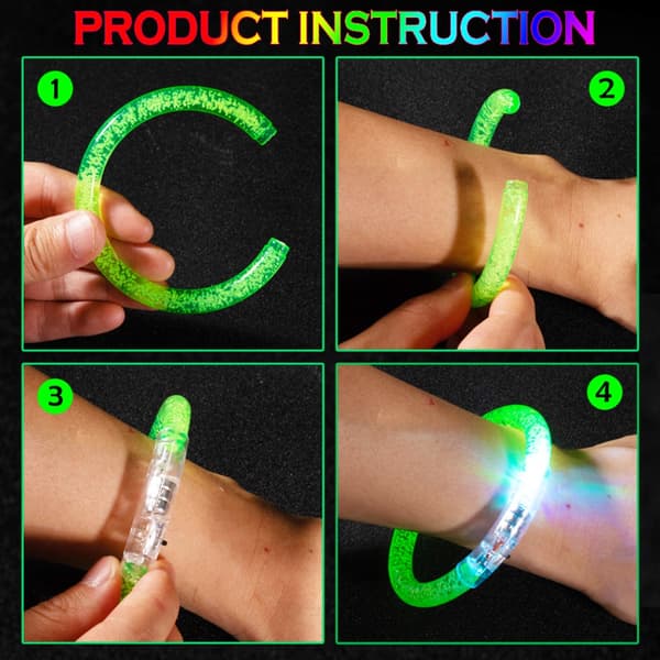 10 kpl LED-rannekoruja Glow Bangle VIHREÄ green