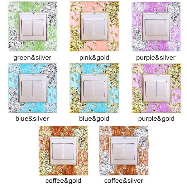 Enkel lysbryter Deksel Sokkel Surround Frame BLÅ&GULLT blue&gold