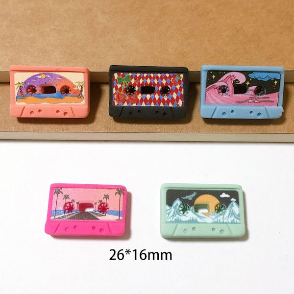Retro Flatback Beads Musikkassette Tape Charm Beads Cassette