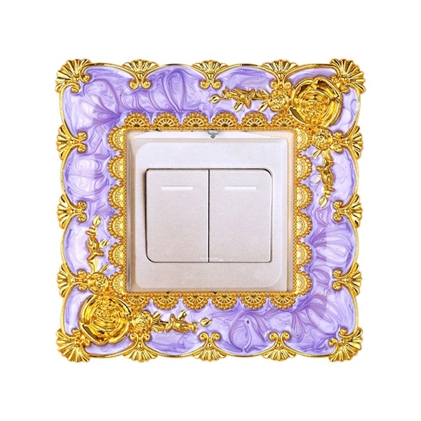 Enkel Ljusbrytare Cover Sockel Surroundram LILA&GULD purple&gold