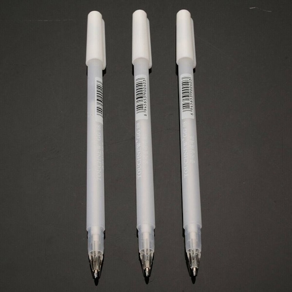 5 STK 0,8 mm Hvid Pen Sketch Fine Liner Pen Superior High Light Silver