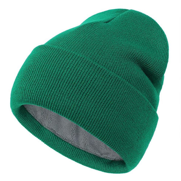 Lue Hatt Beanie med mansjett MØRK GRØNN MØRK GRØNN Dark Green