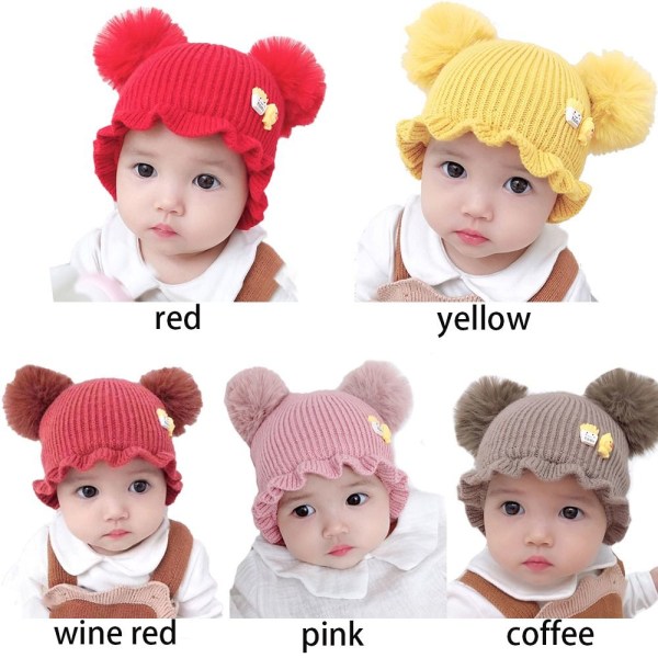 Pompom Baby Hat neulottu cap COFFEE coffee