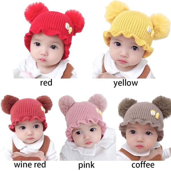 Pompom Baby Stickad Cap KAFFE coffee