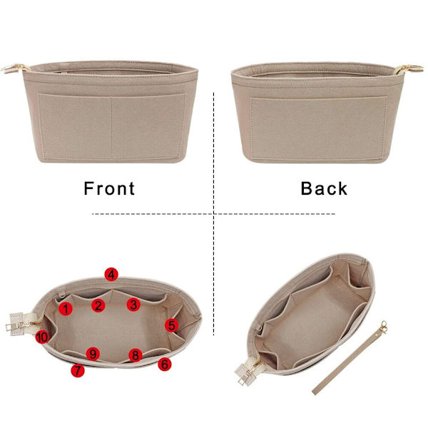 Huopa-insert-laukku organizer PUNAINEN red