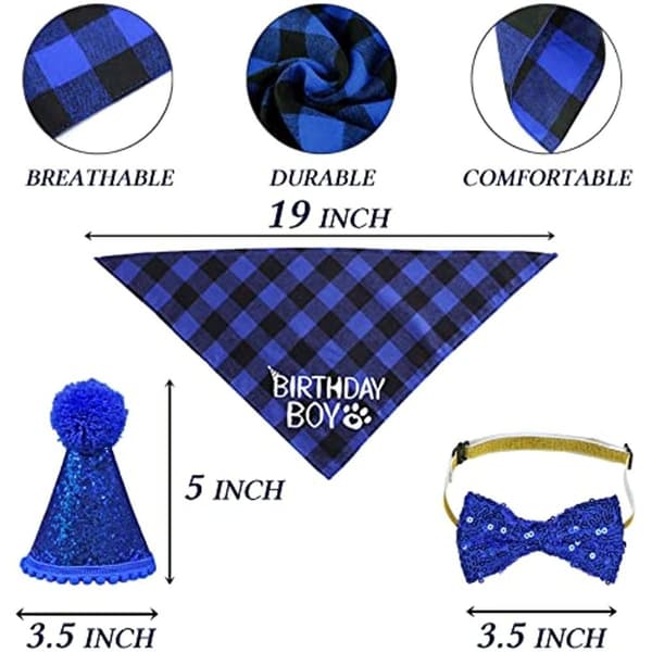 Hundebursdagsdekorasjon Pet Hat BLÅ blue