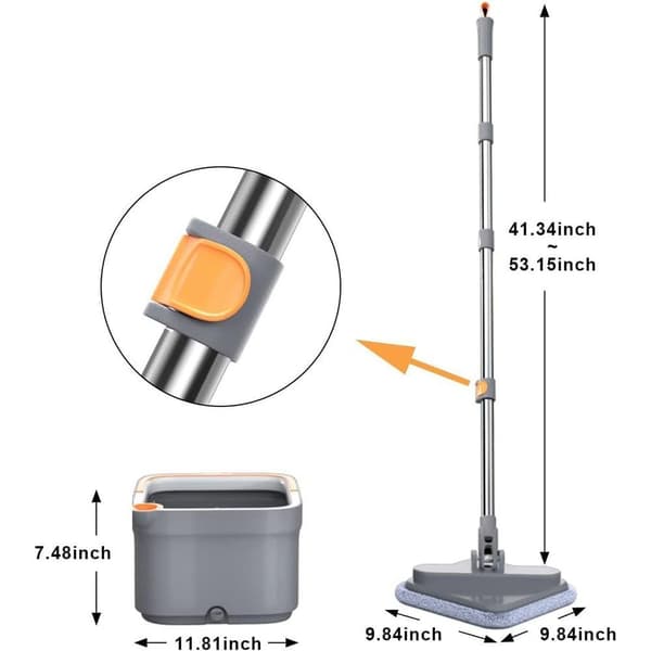 Square Spin Mop Håndfri Lazy Squeeze Mop Spin Mop Set