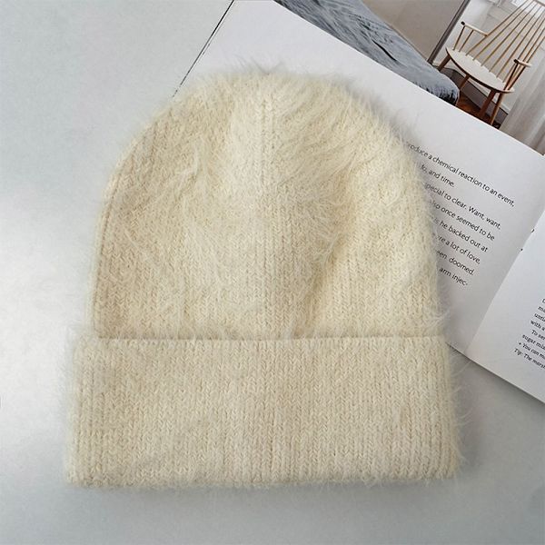 Kanin cap Stickad mössa BEIGE Beige