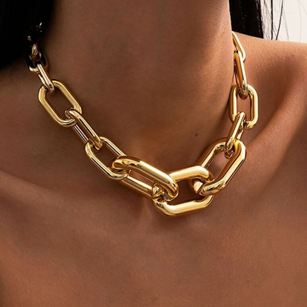 Bred kant Tjock Kedja Halsband Cross Tjock Kedja SILVER Silver