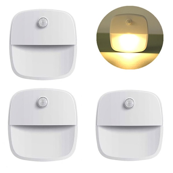 1/3 Stk Bevegelsessensor Lys LED Nattlys VARMT LYS X3 VARMT Warm light x3