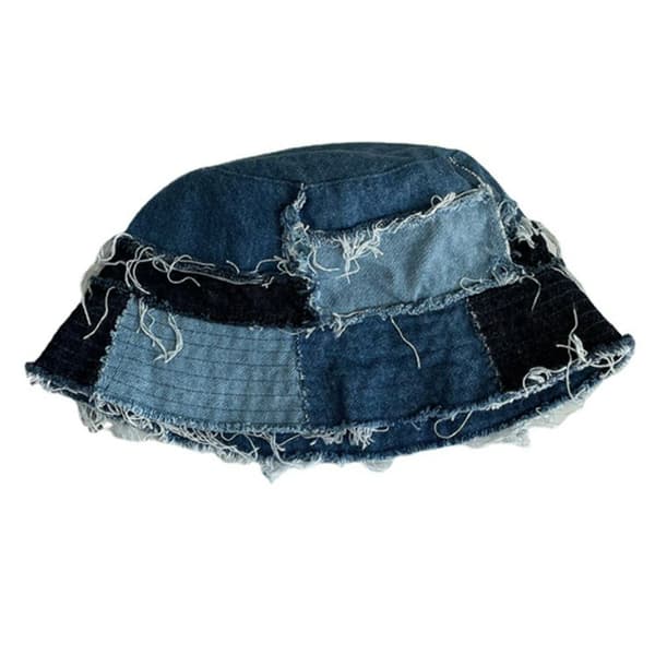 Denim Patchwork Hat Bøtte Hat Fisherman Cap