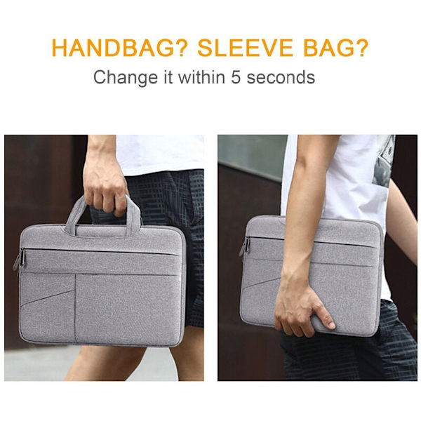 14 15 tuuman kannettavan tietokoneen käsilaukun case, harmaa 13,3 tuumaa Grey 13.3 inch
