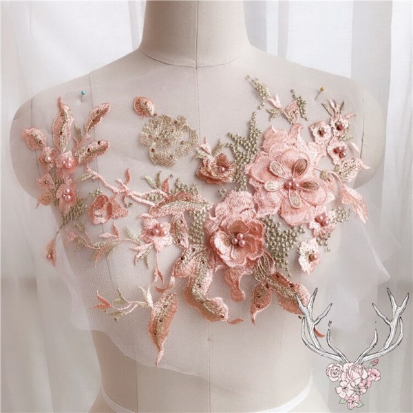 3D Spetsblommor Bröllopsklänning Trim 1 1 1