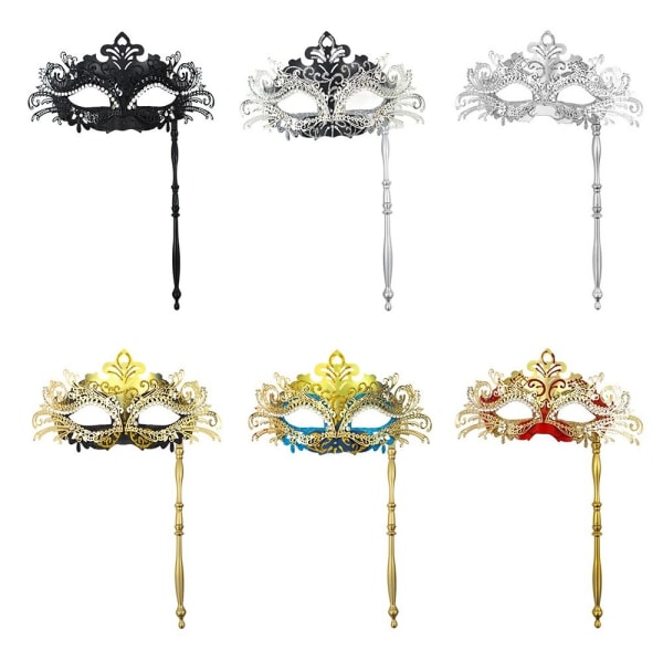 Maskerademaske med holdepind SORT SORT