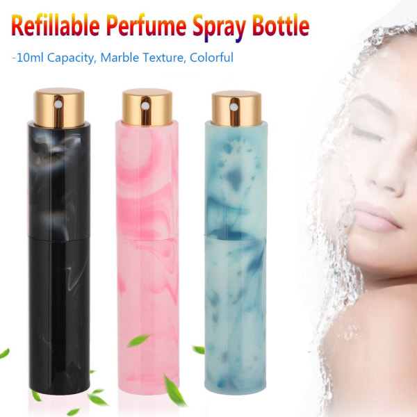 10ML parfymsprayflaska Påfyllningsbar flaska SVART-GULD CAP