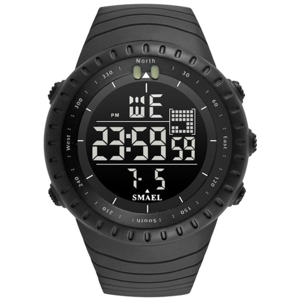 Herreklokke LED digitale armbåndsur SVART black
