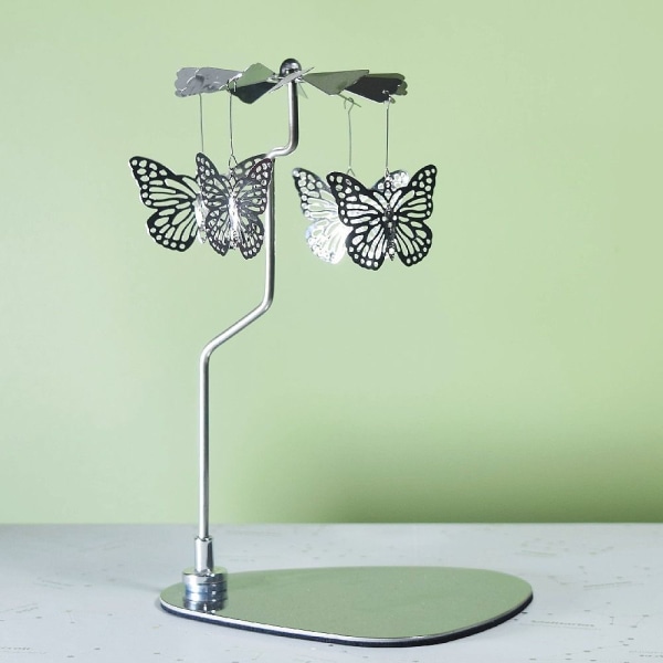 Karusell stearinlys Spinner lysestakeholder Skuff SØLV Silver Butterfly
