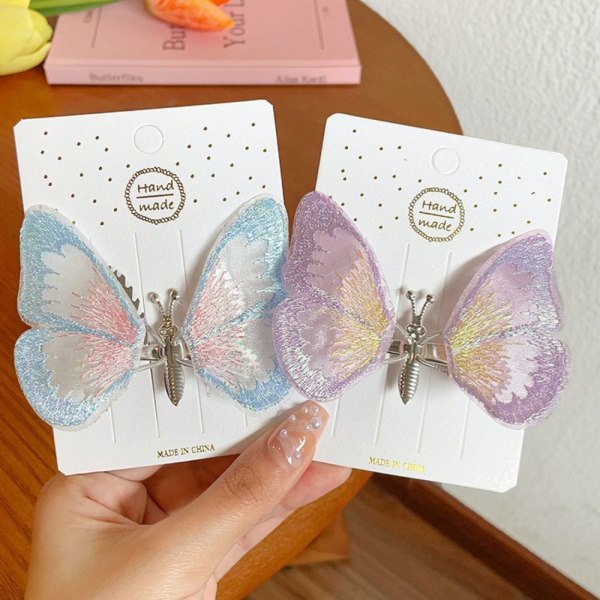Butterfly Hårklemmer Dobbeltlags Sommerfuglklemme ROSA pink