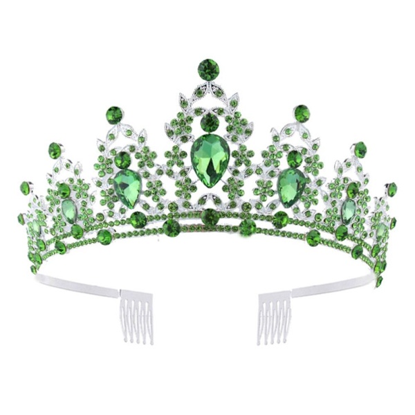 Lyxig barock vintage brudkrona Tiara GRÖN Green