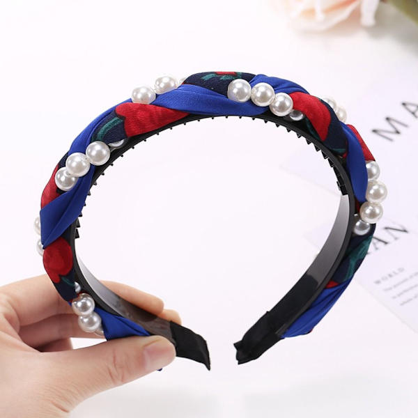 Pearl-punottu pääpanta Twist-hiusvanne SININEN blue