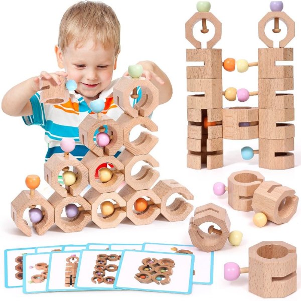 Puslespill byggeklosser Montessori Sensory Toy 2 2 2