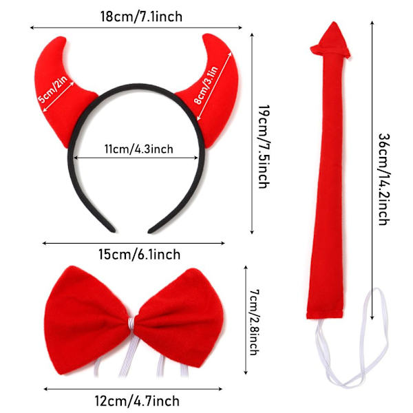 Halloween Devil -asusetti Fancy Mekko set PUNAINEN PUNAINEN Red