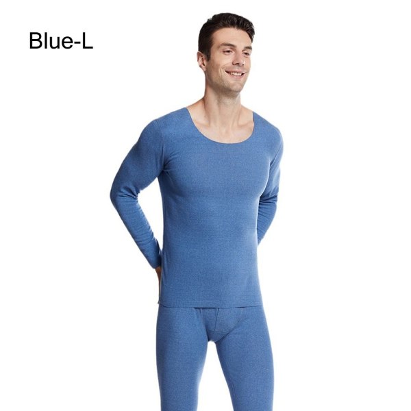 Helt sett med termisk undertøy for menn Long Johns topp og bunn BLÅ L Blue L