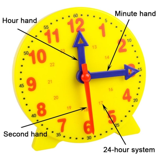 Klokke Pedagogiske Leker Time Minutt Andre Kognisjon GUL yellow