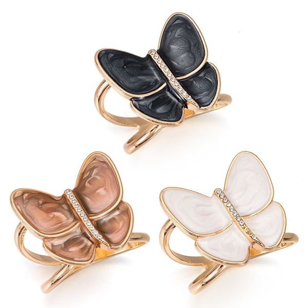 Butterfly Tørklæde Spænde Rhinestone Tørklæde Ring Clip MAKSIMUM Maximum