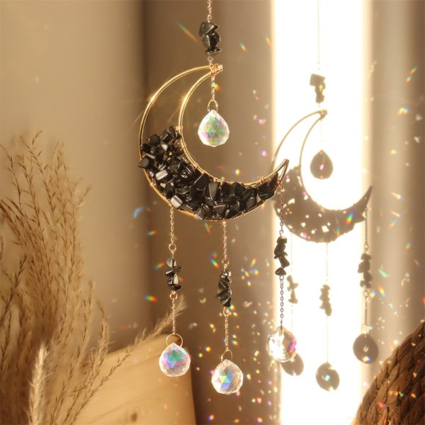 Crystal Moon Wind Chime SORT black