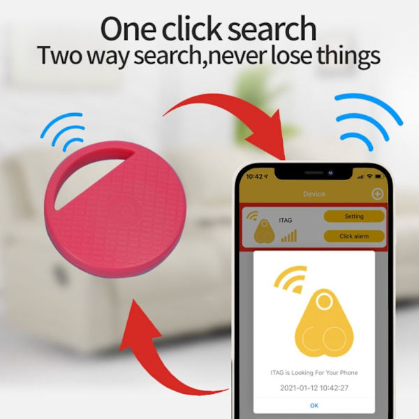 Mini Tracking Device Anti-Lost Alarm Tag PINK pink