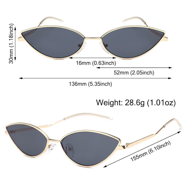 Cat Eye Metal Solglasögon Designer Solglasögon GULD-BRUN Gold-Brown