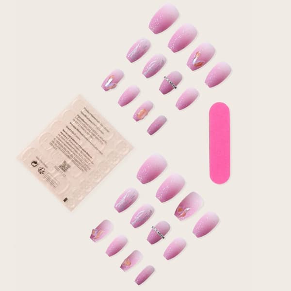 Fake Nails Pitkät ranskalaiset värilliset timantit