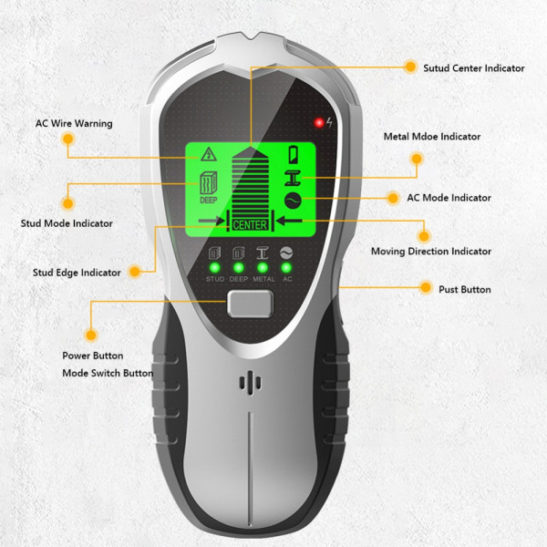 Stud Finder Metaldetektor GUL&SORT yellow&black