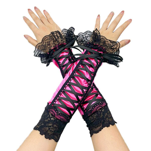 Lace Long Gloves Halvfingerhandskar BLÅ blue